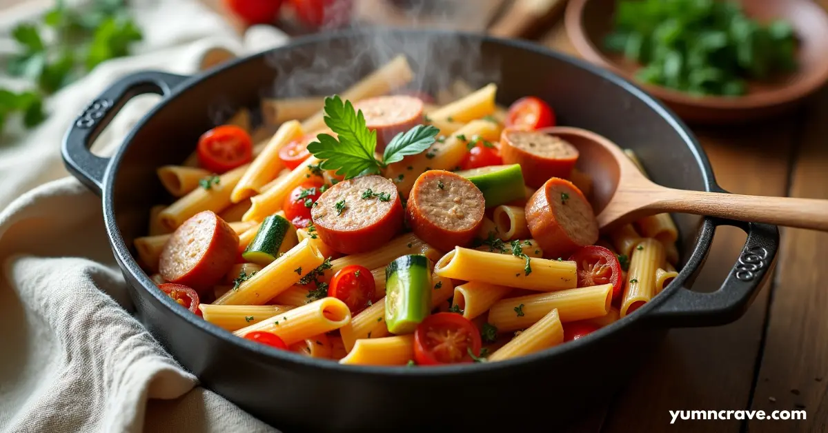 One-Pot Chicken Sausage and Veggie Pasta